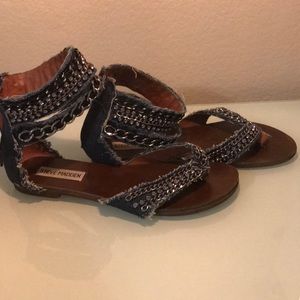Steve Madden Leather and Denim Sandals Size 7.5